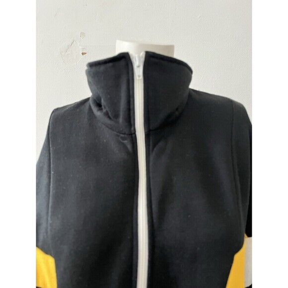 Vintage USA Olympics Yellow Black White Stripe Zig Zag Pattern Jacket Size Med - Picture 4 of 11